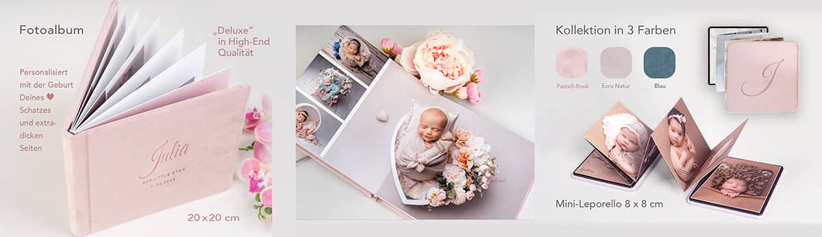 Ich erstelle dir das schönste Babyalbum nach der Neugeborenenfotografie